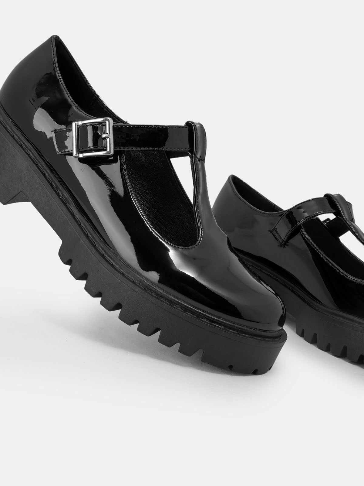 Mary Janes beige noir glacé