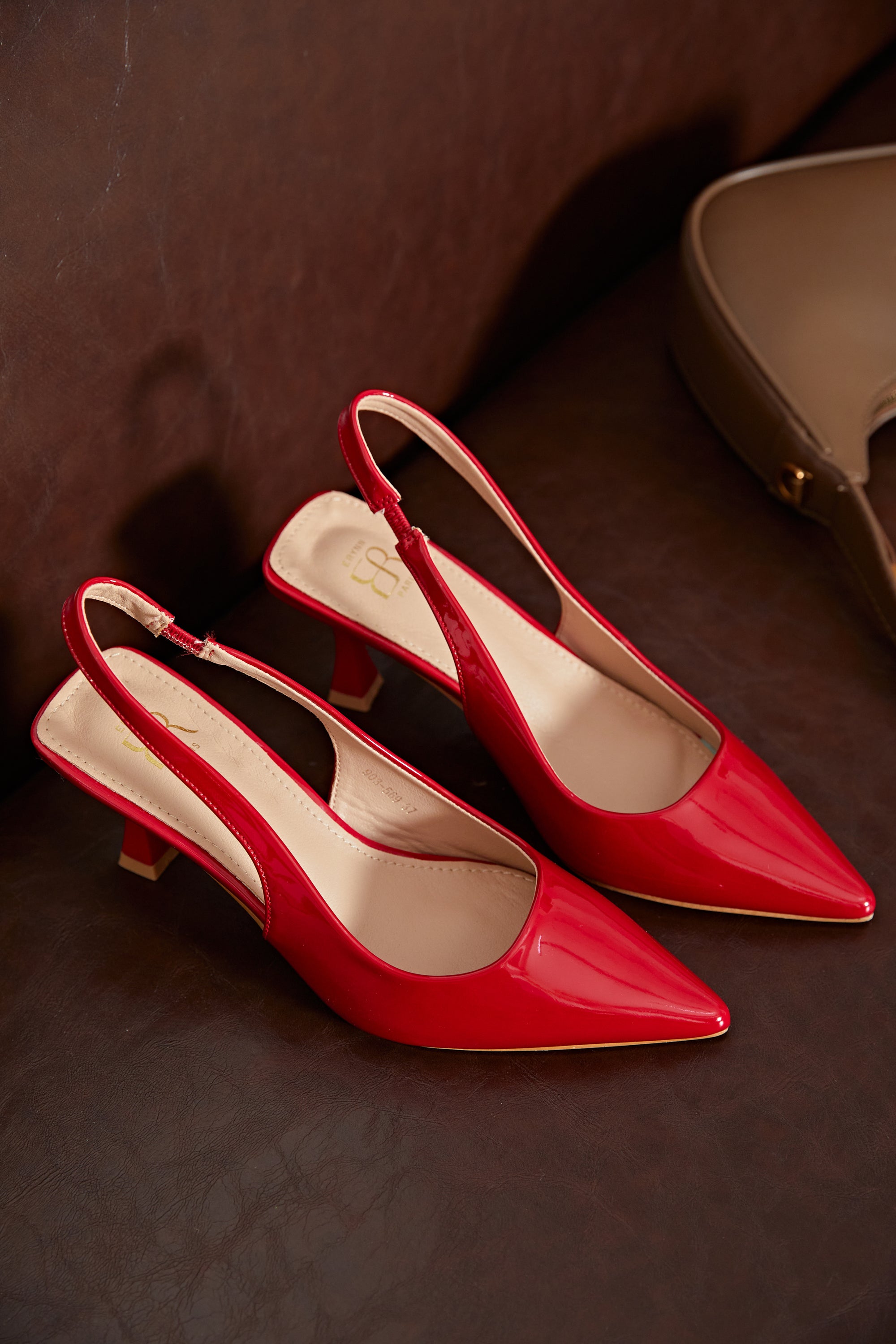 Slingback rouge vernis