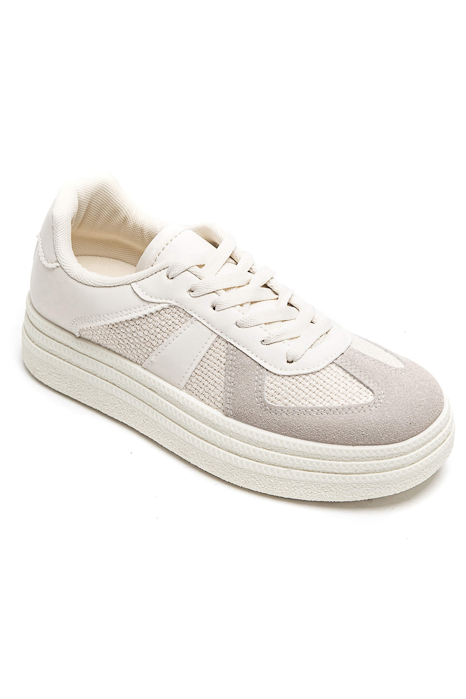 Basket Blanche avec details Gris