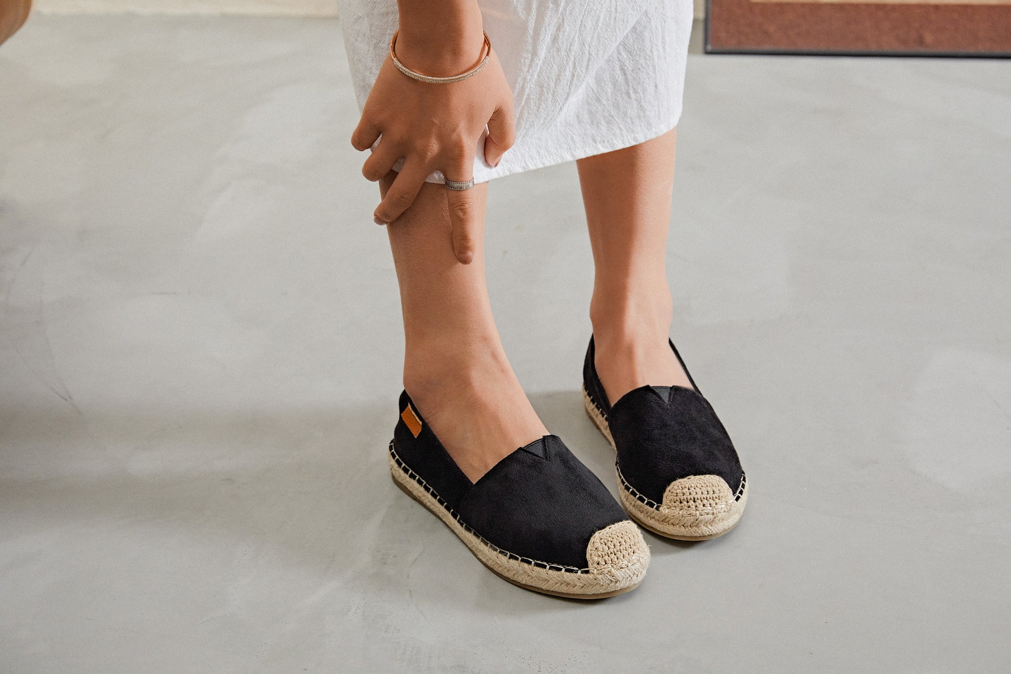 Espadrille noir élégante suédine