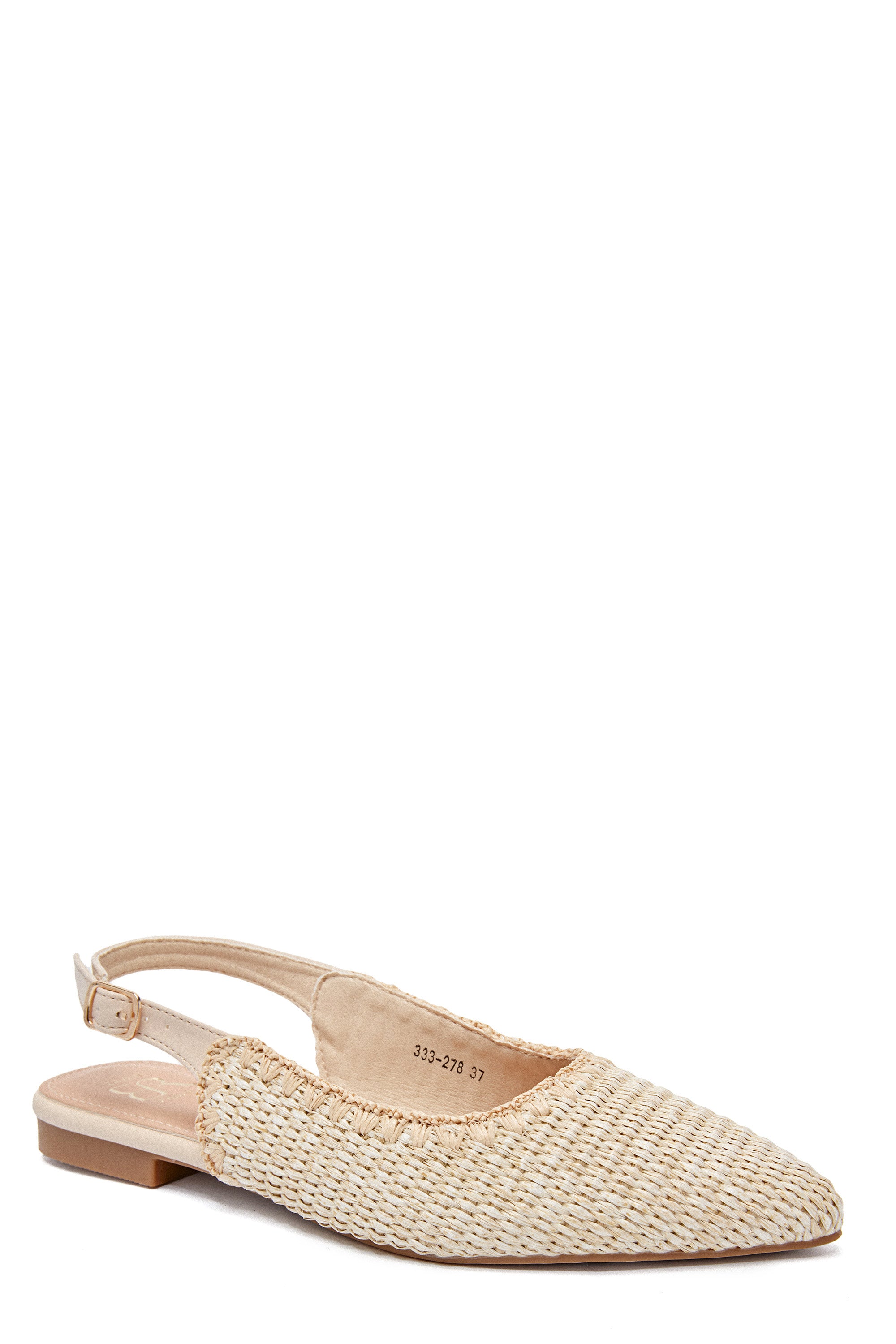Ballerine slingback pointue beige a bride arrière en paille