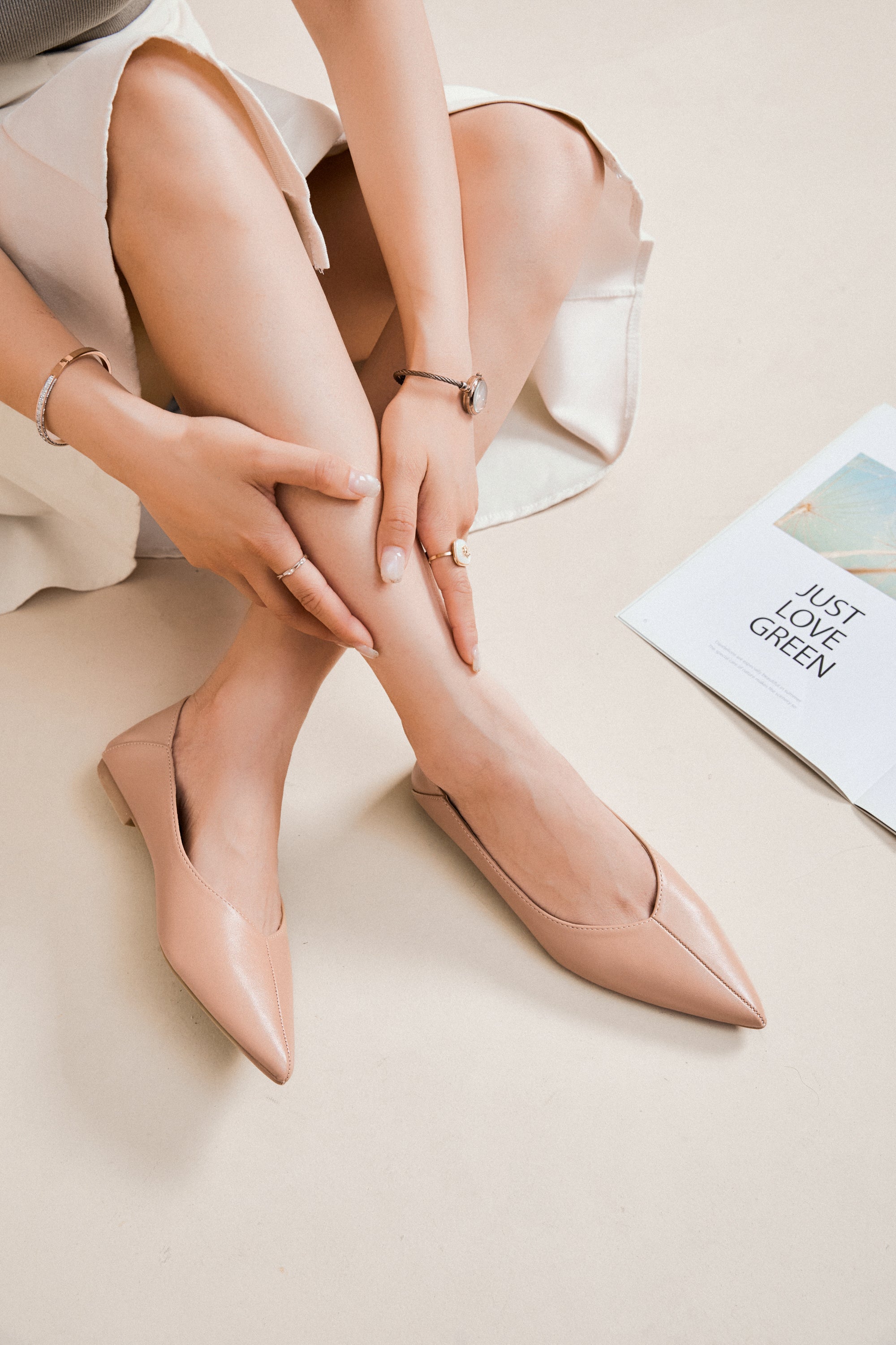 Ballerines beiges à bout pointu