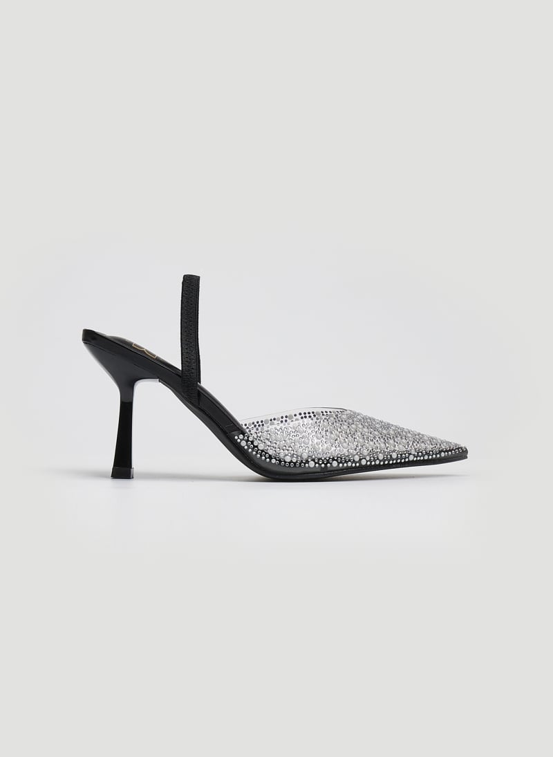 Slingback noir avec petites pierres blanche au devant