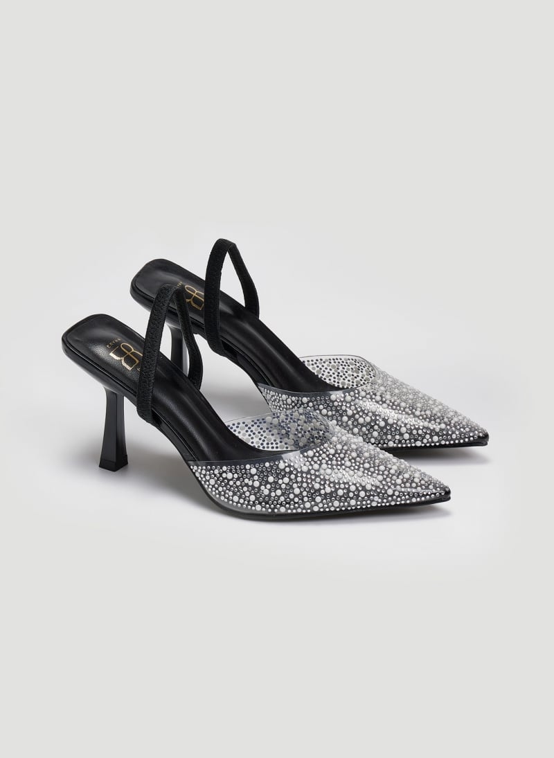 Slingback noir avec petites pierres blanche au devant