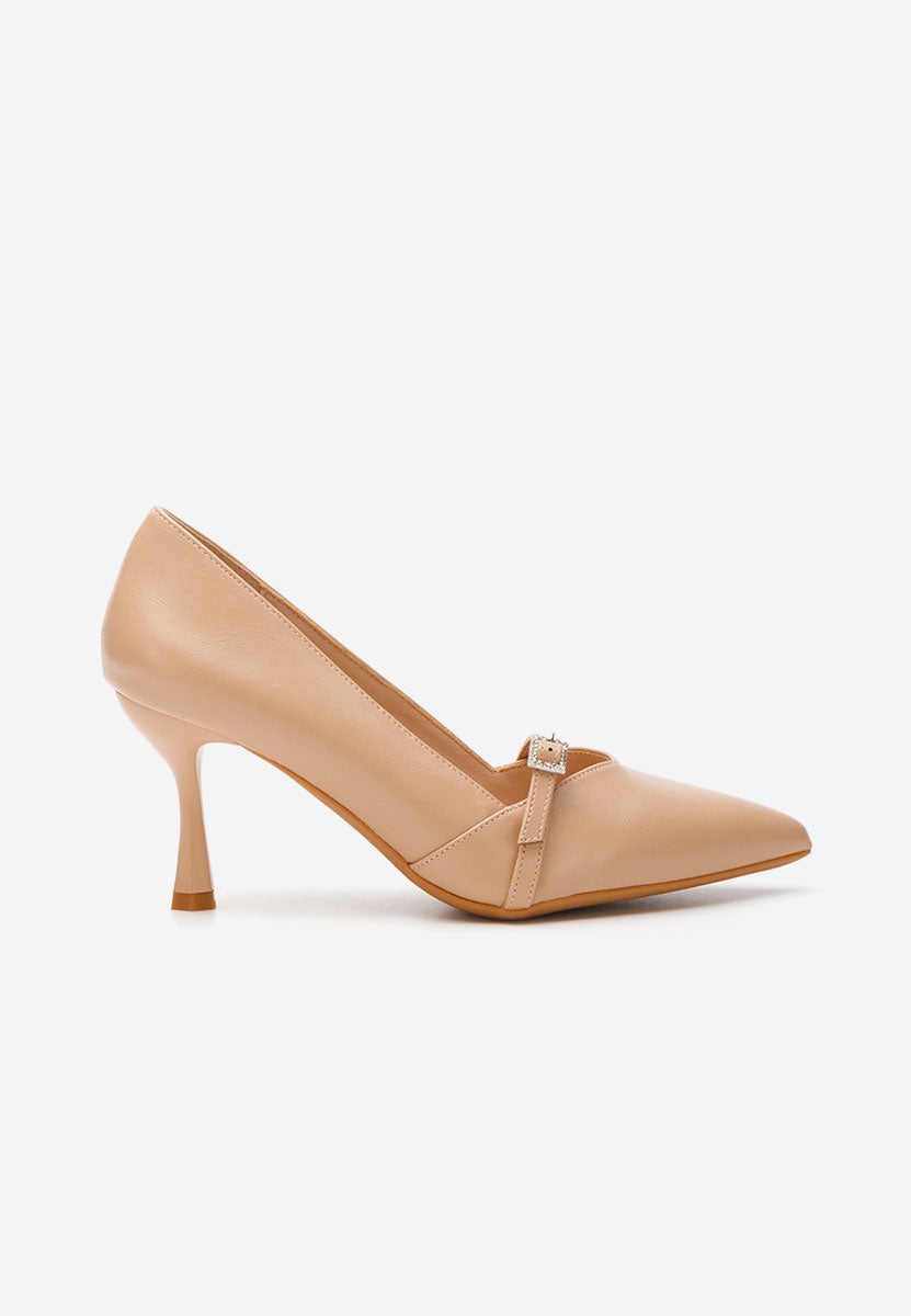 Escarpin beige avec talon