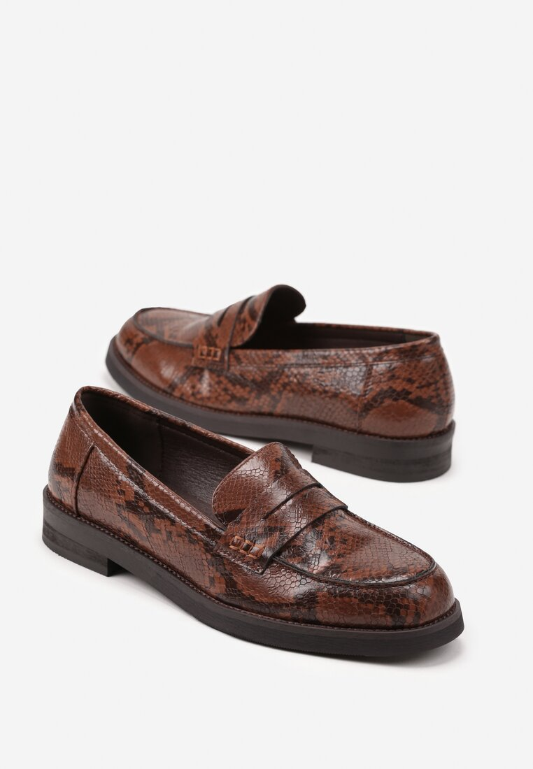 Mocassins Penny Marron Effet Serpent | L'Essentiel Moderne