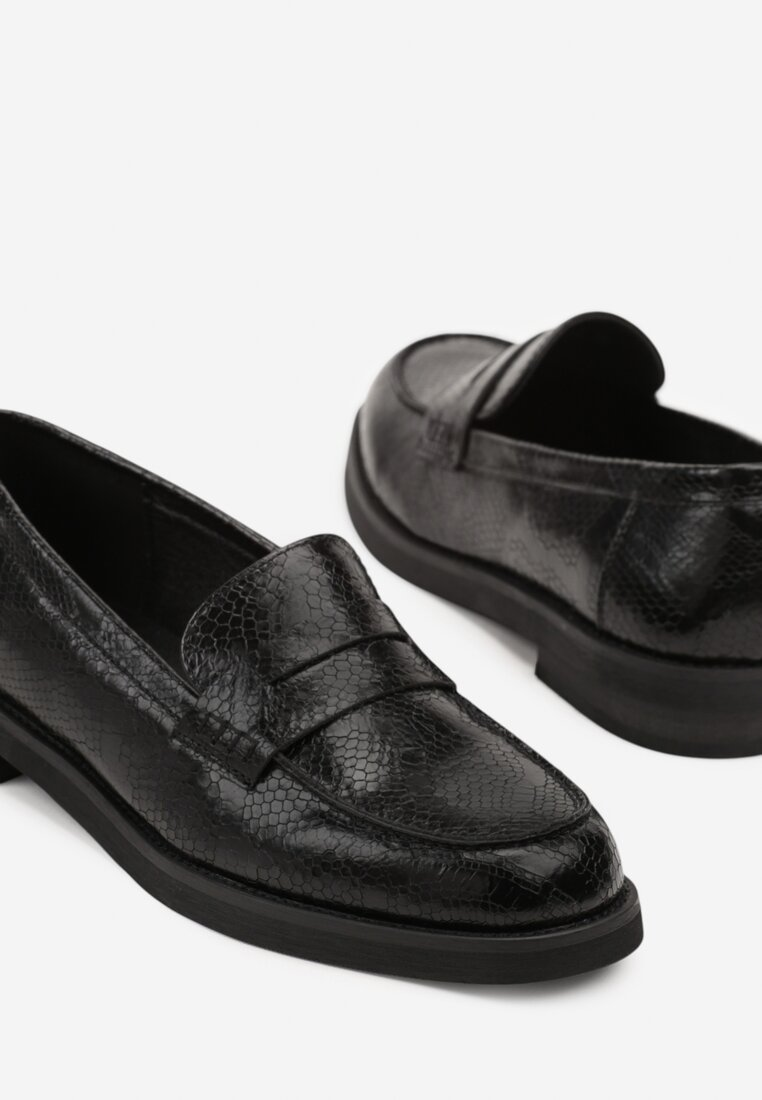 Mocassins Penny Noirs Effet Serpent | L'Essentiel Moderne