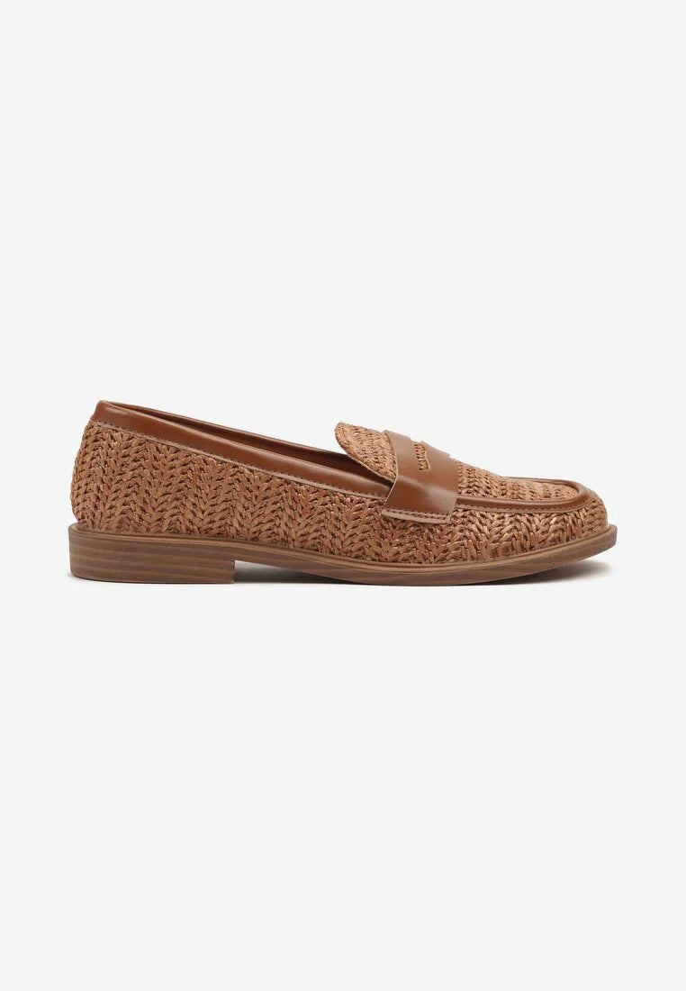 Mocassin marron tressé