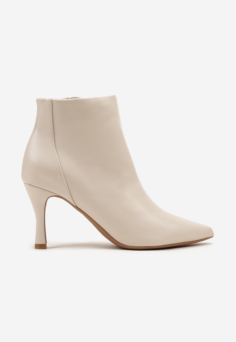 Bottines beiges à talons aiguilles pointues