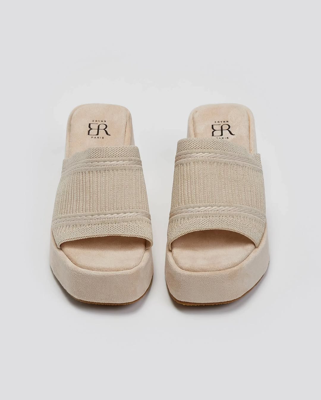 Mule compensée beige