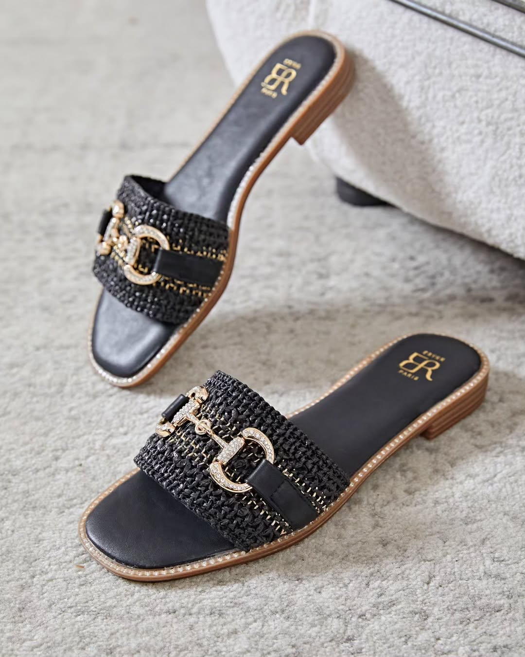 Mule française noir plate