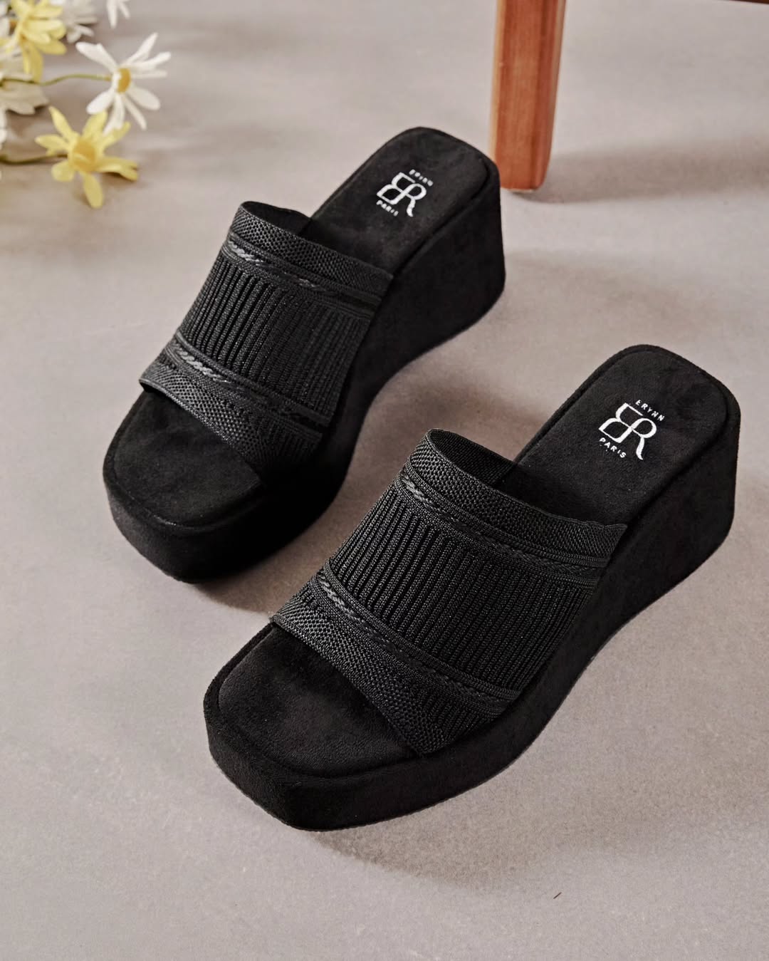 Mule compensée noir