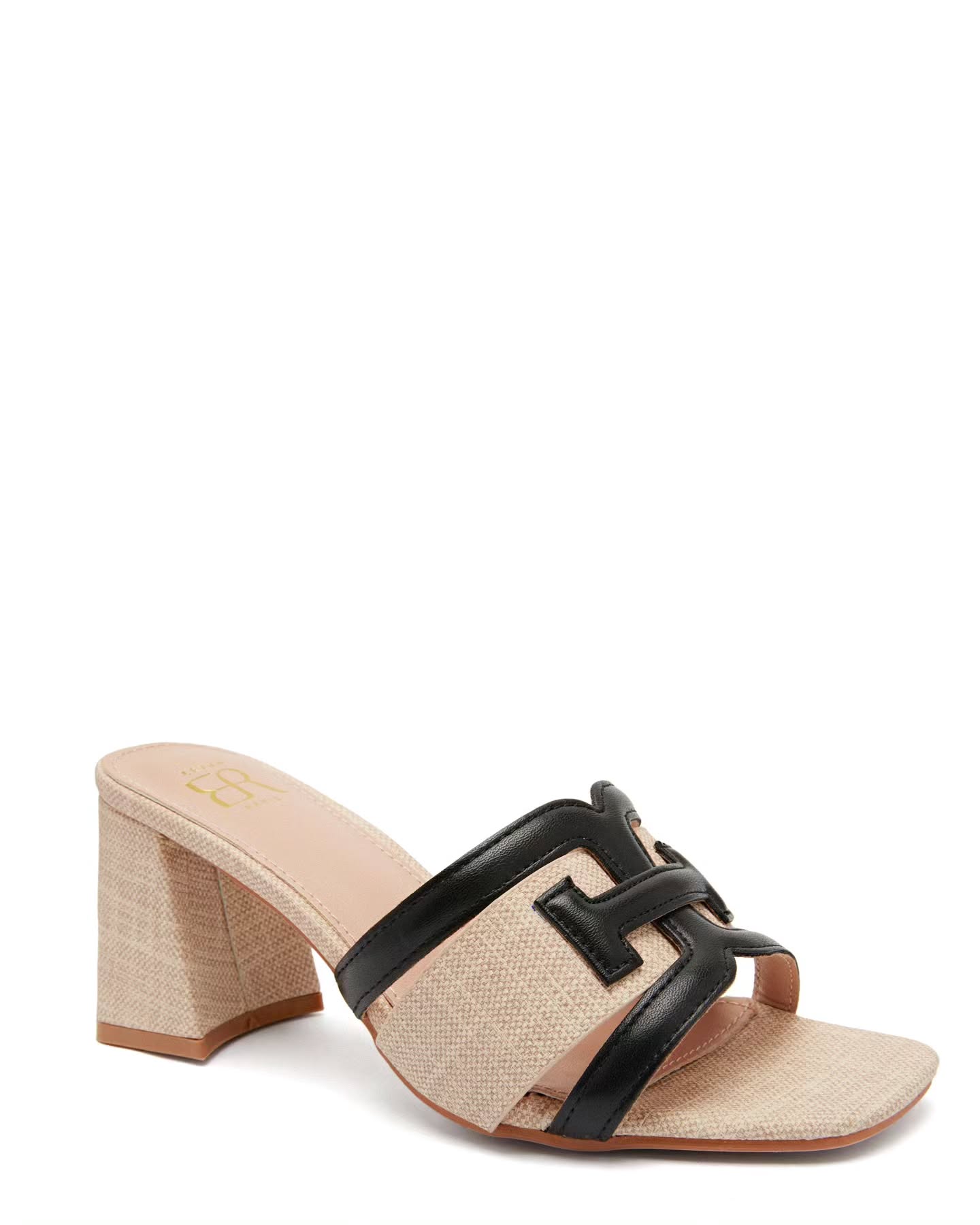 Mule en textile à talon carré