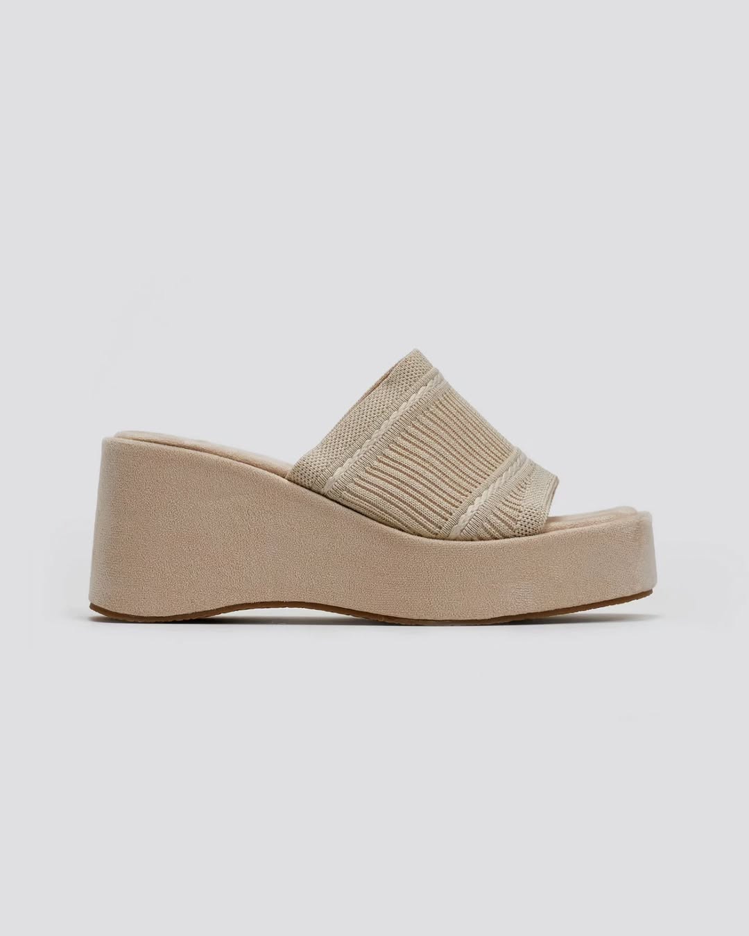 Mule compensée beige