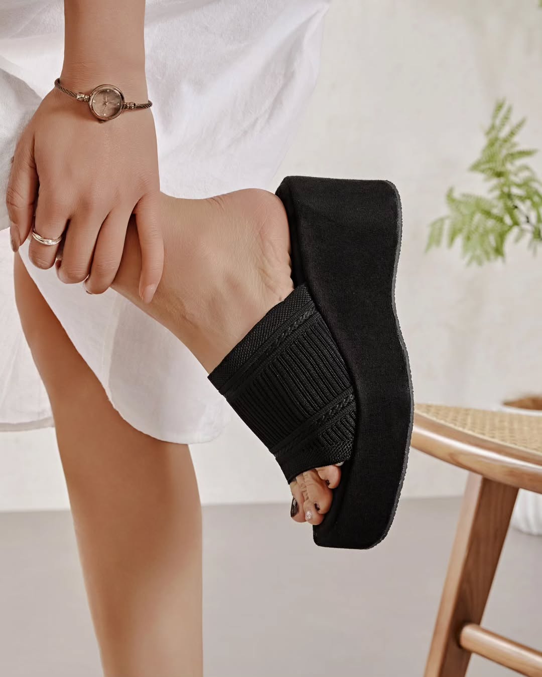 Mule compensée noir