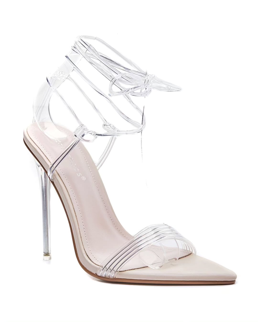 Sandale à talon aiguille beige transparente