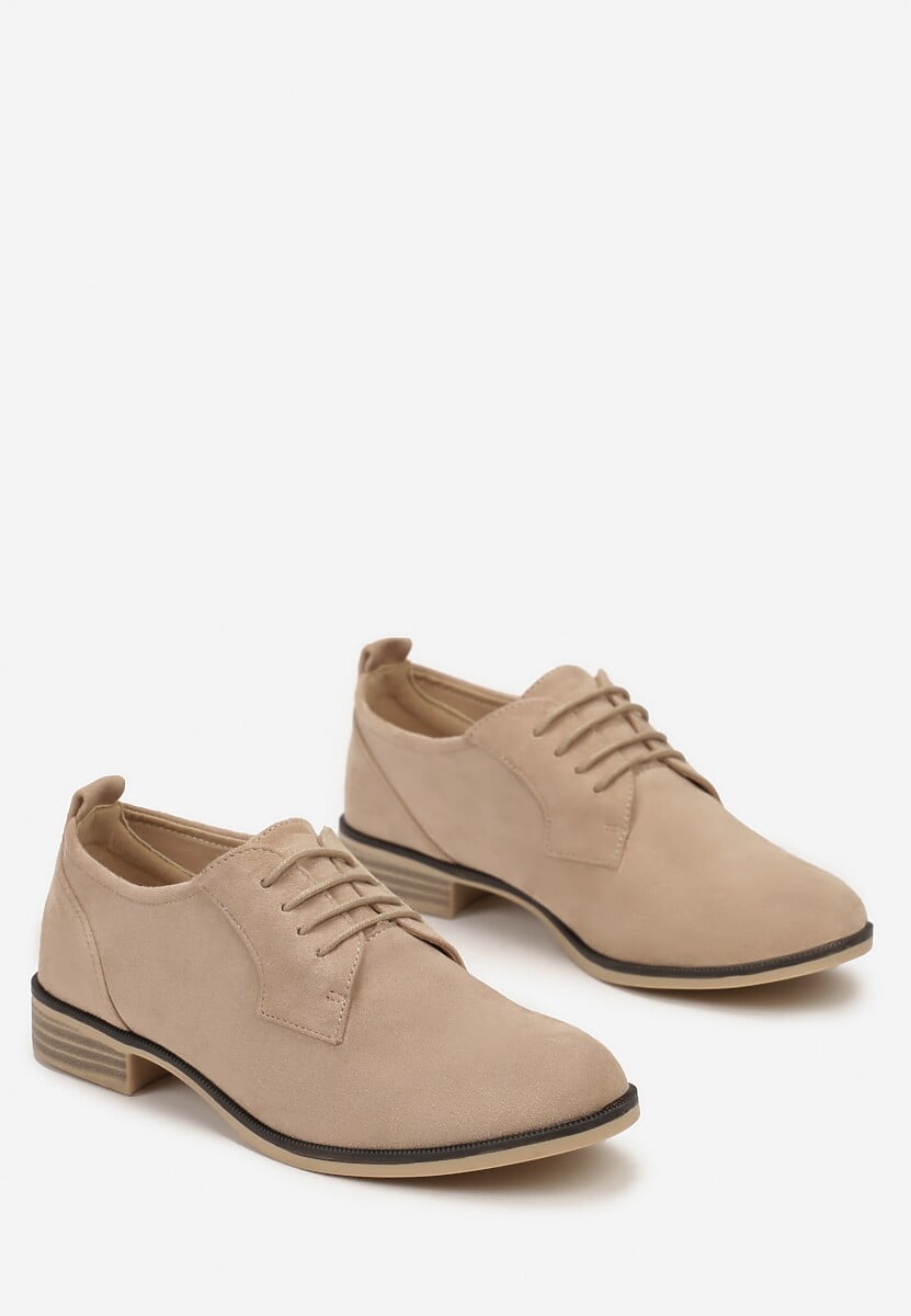Derbies Minimalistes en Suédine Beige