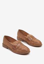Mocassin marron tressé