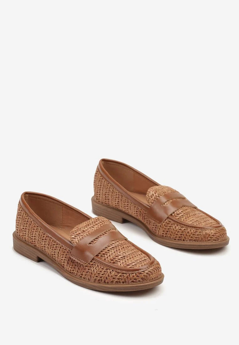 Mocassin marron tressé