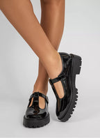 Mary Janes beige noir glacé