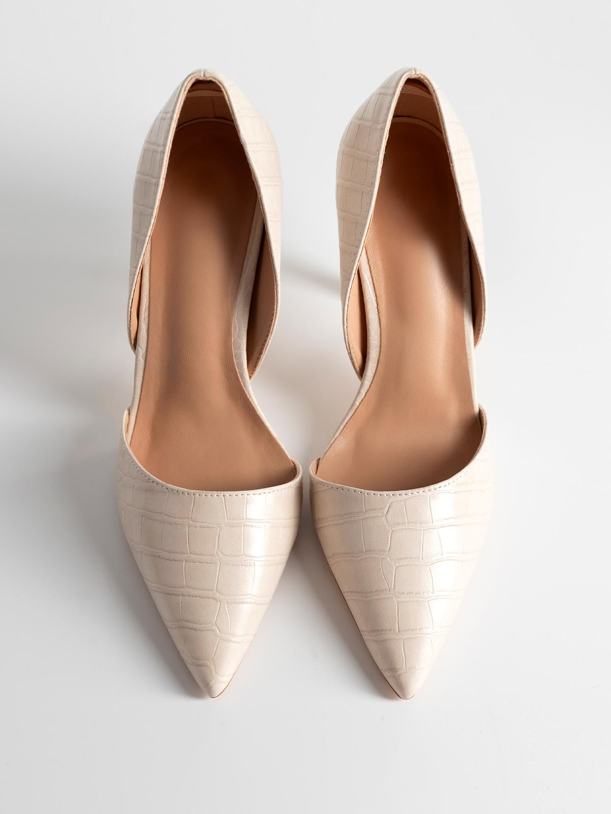 Escarpins Croco Beige – Talon Fin