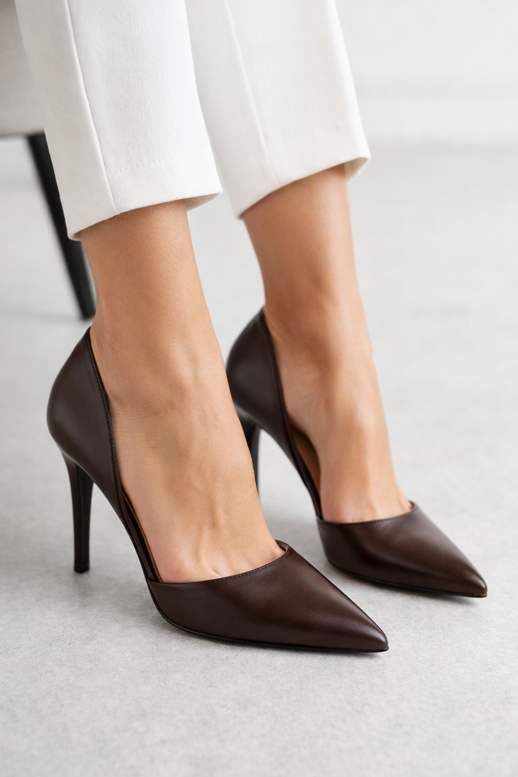 Escarpins D’Orsay Marron à Bout Pointu