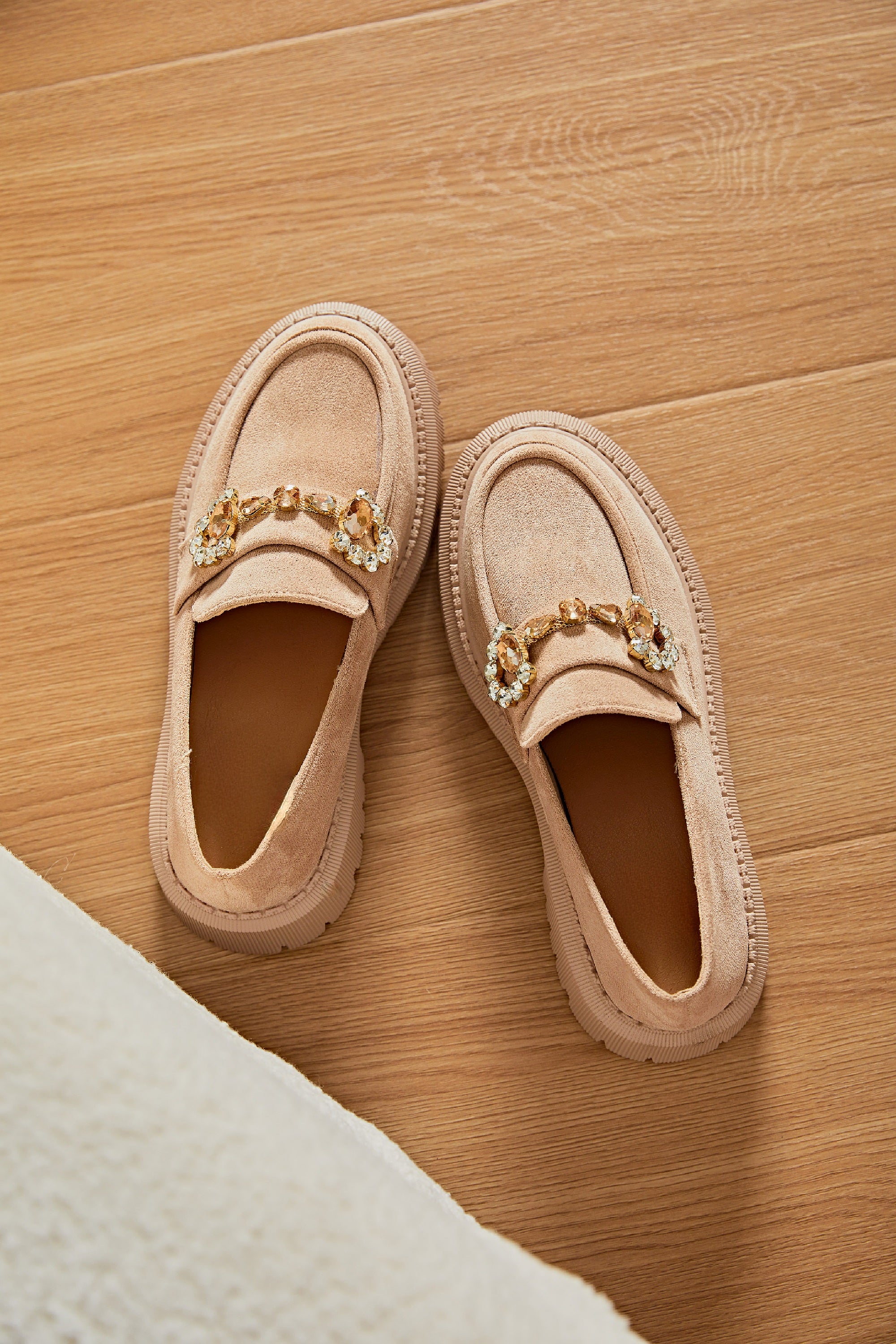 Mocassin beige en daim