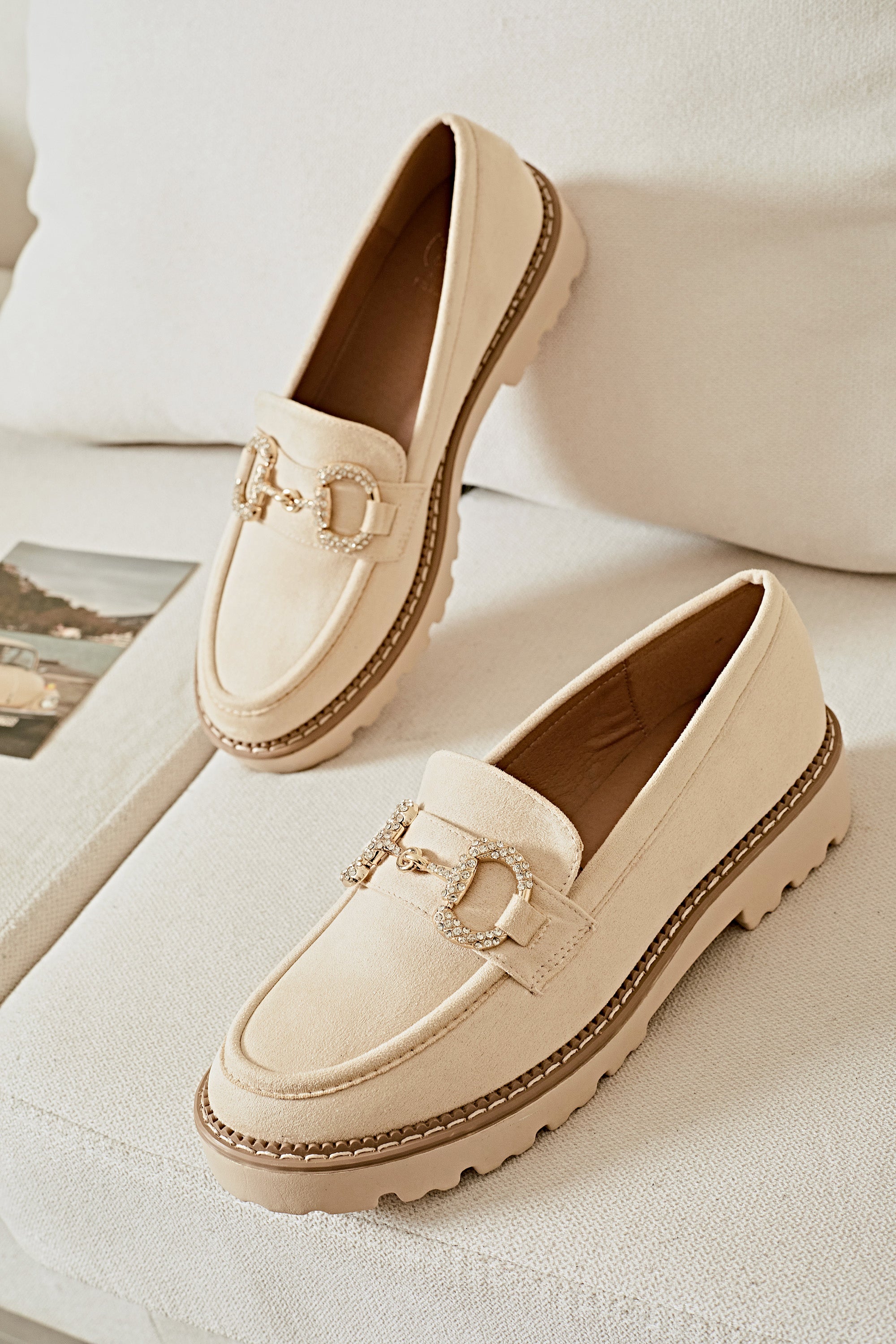 Mocassin en beige daim