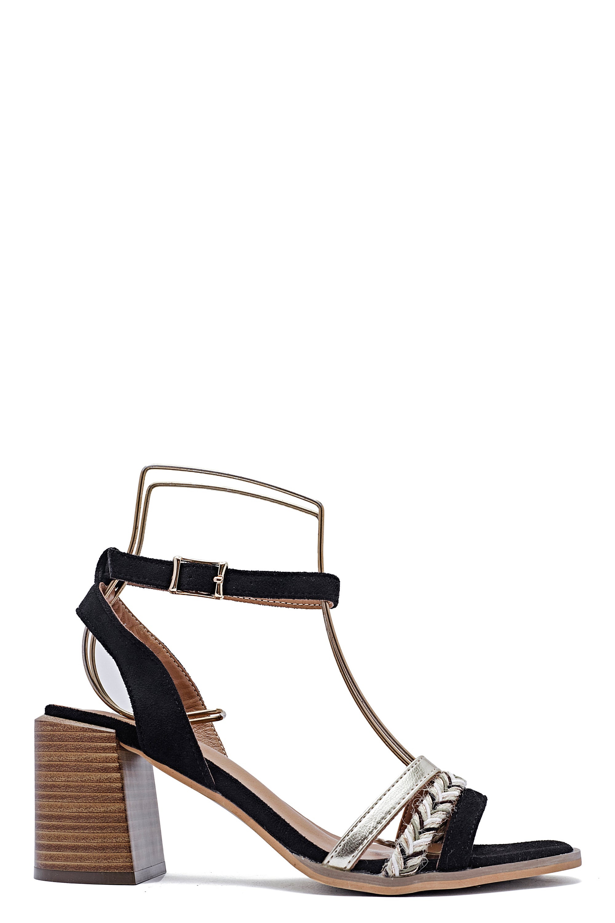 Sandale à talon carré noir