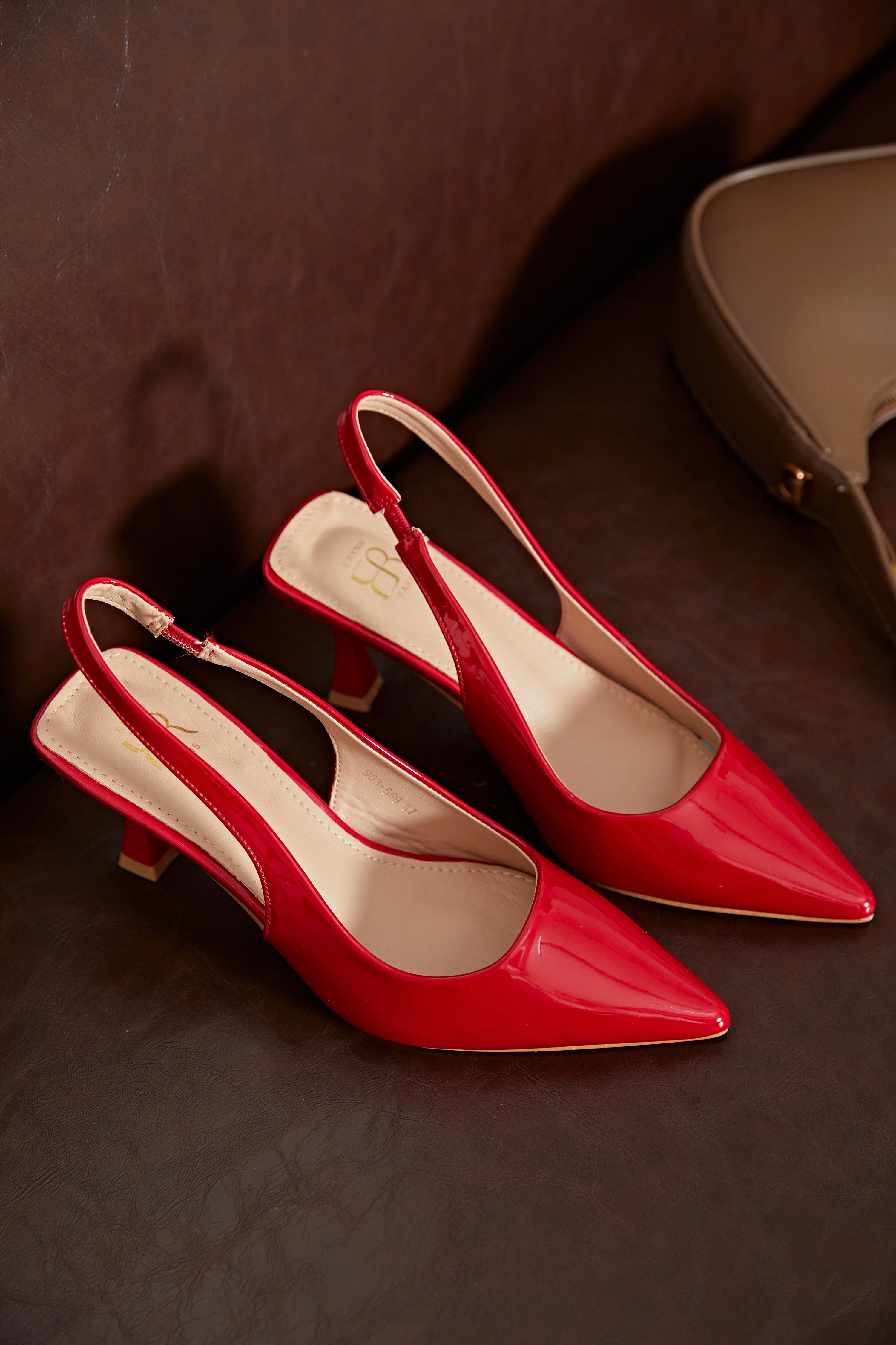 Slingback rouge vernis