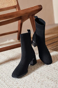 Bottine Chaussette Noire à Talon Carré