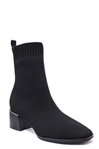 Bottine Chaussette Noire à Talon Carré