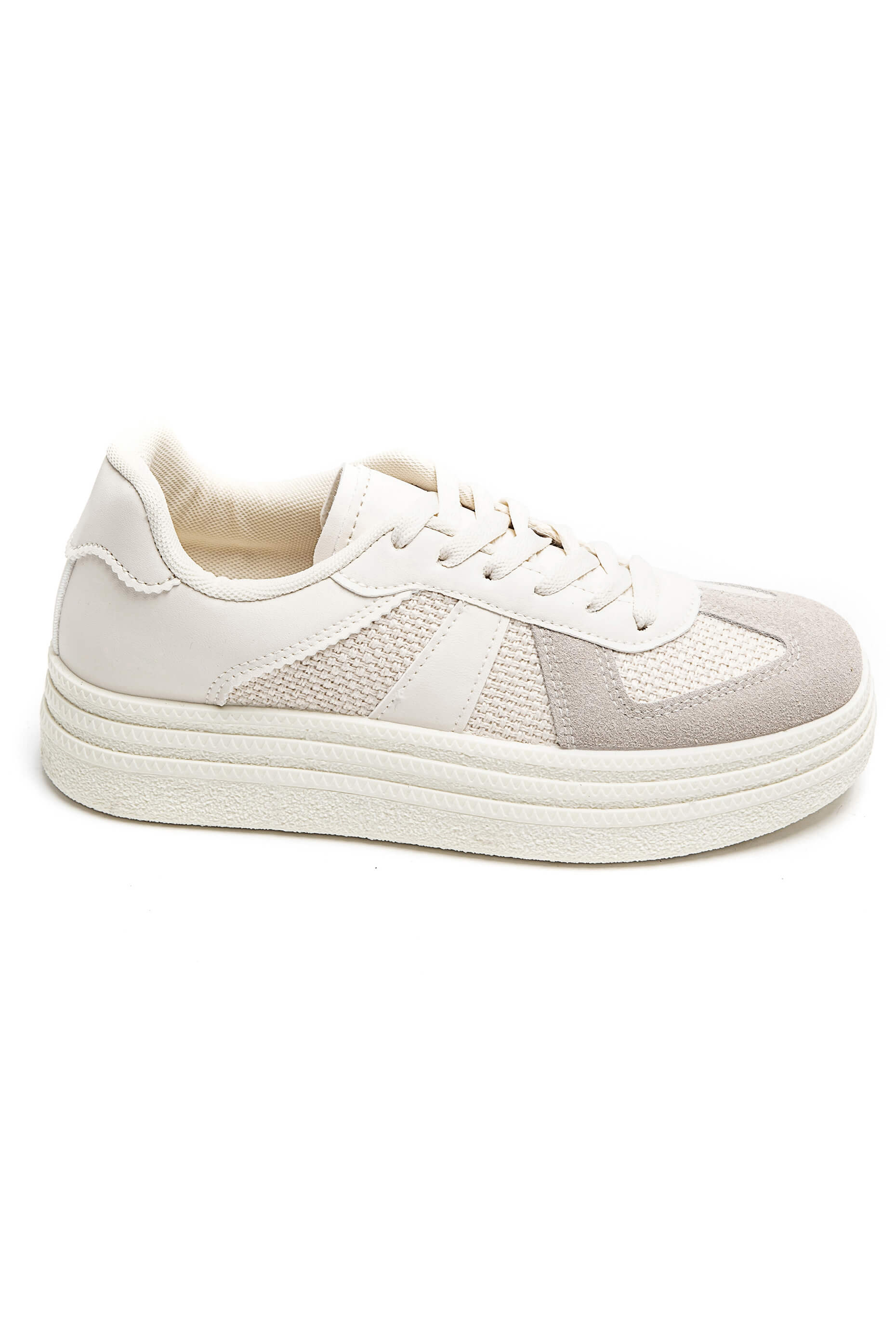 Basket Blanche avec details Gris