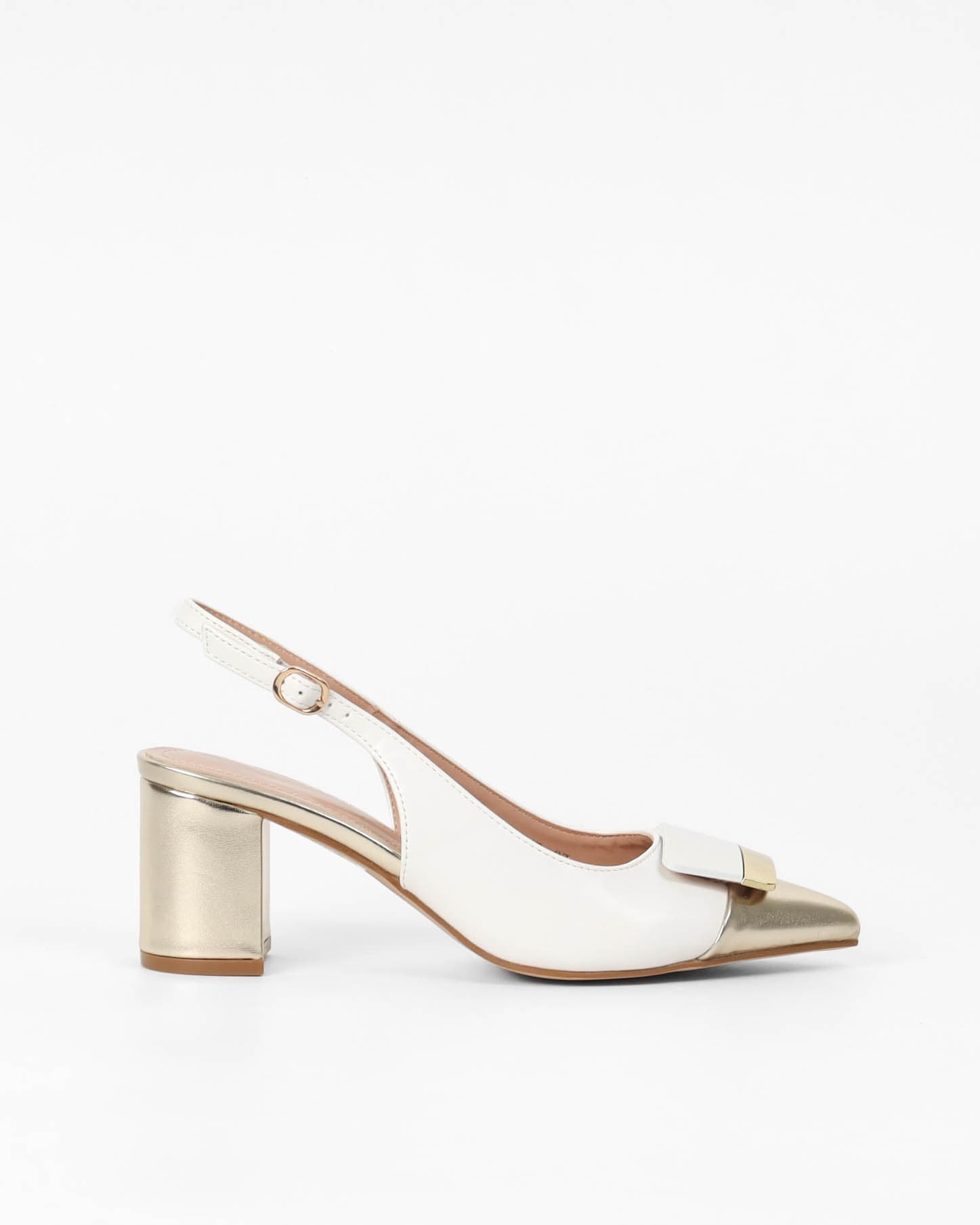 Slingback doré et blanc