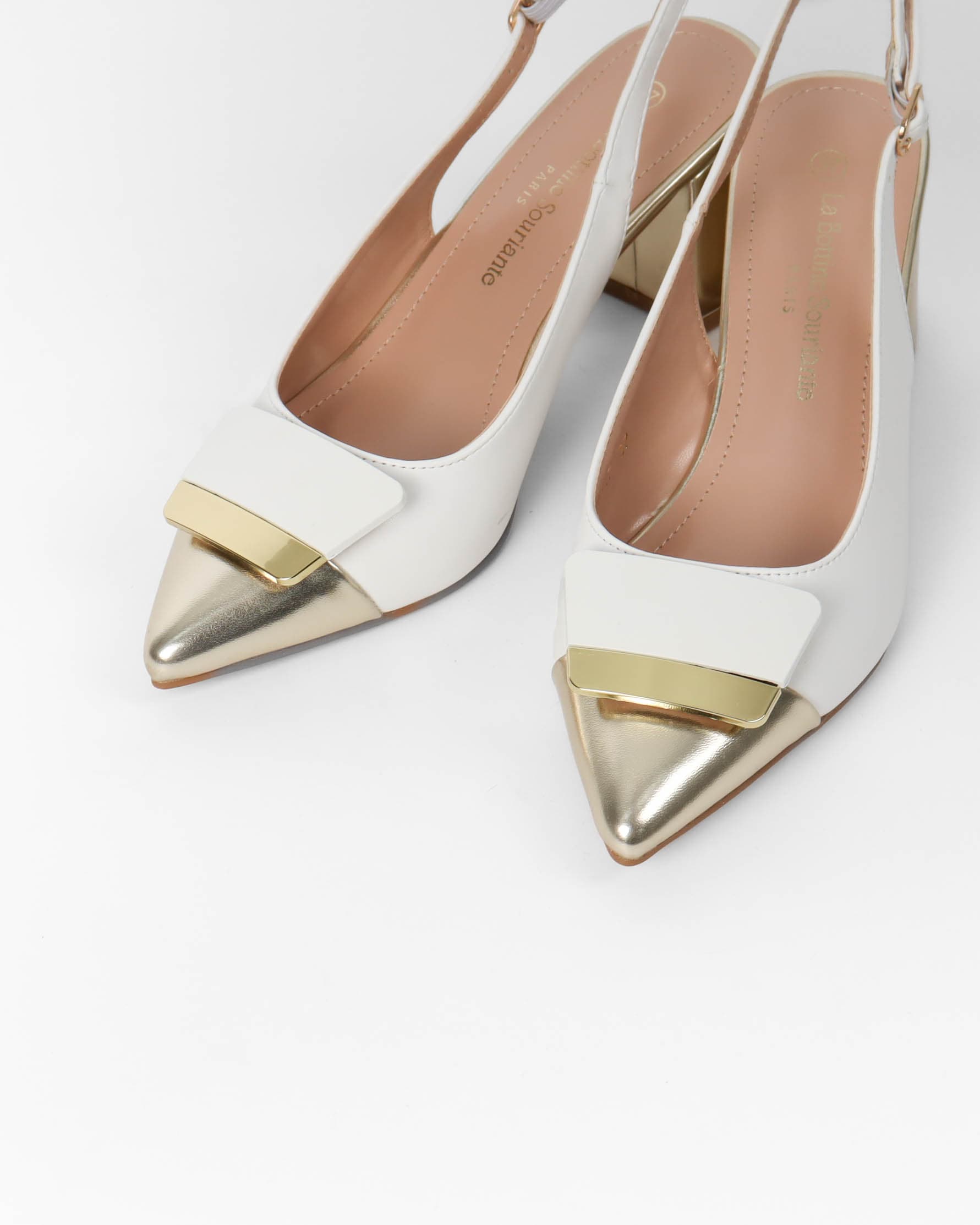 Slingback doré et blanc