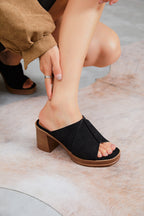 Mule a talon carré noir