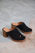 Mule a talon carré noir