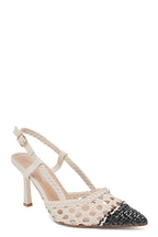Escarpin slingback beige français en raphia tressé