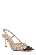 Escarpin slingback français en raphia tressé