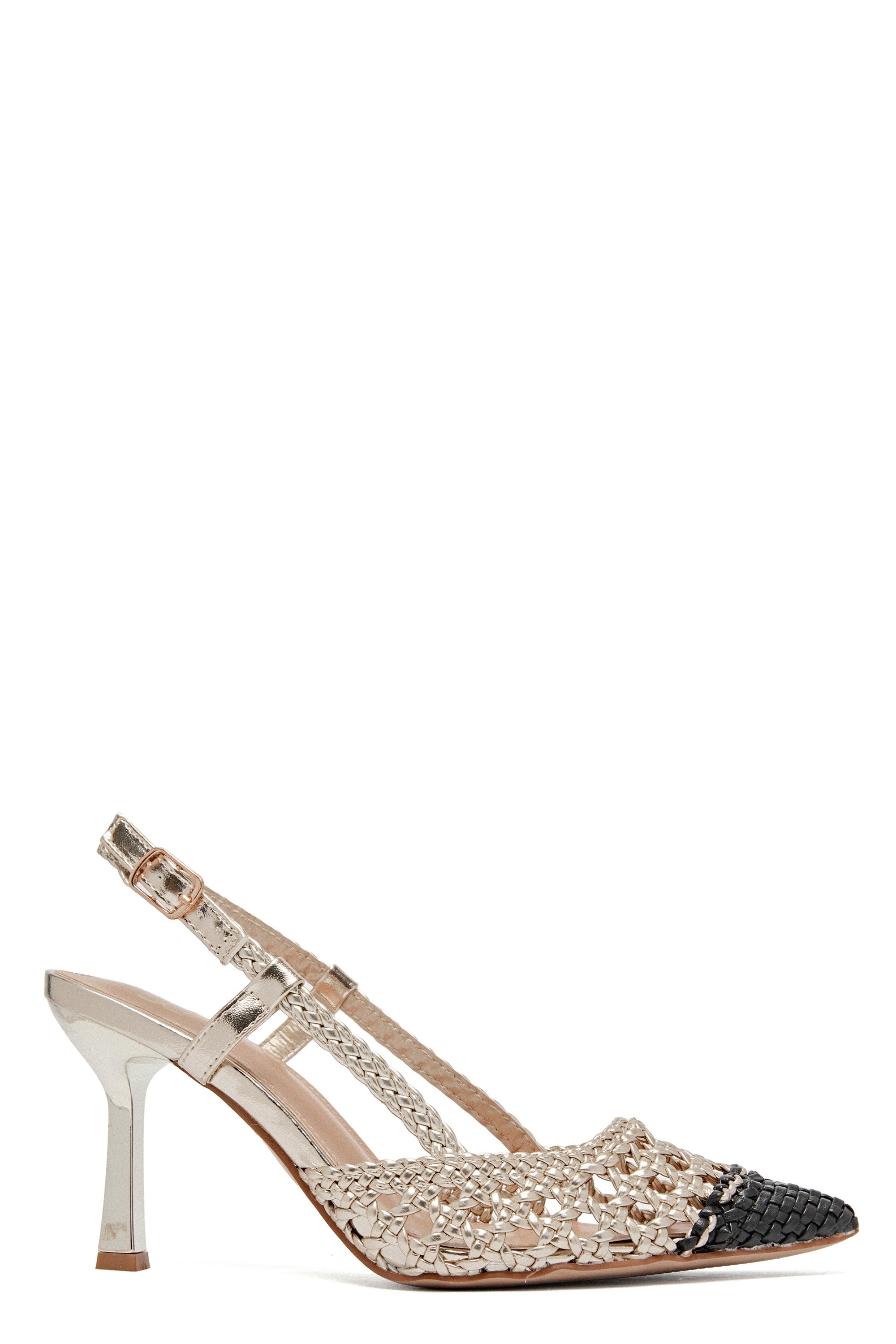 Escarpin slingback français en raphia tressé