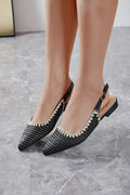 Ballerine slingback pointue noir a bride arrière en paille