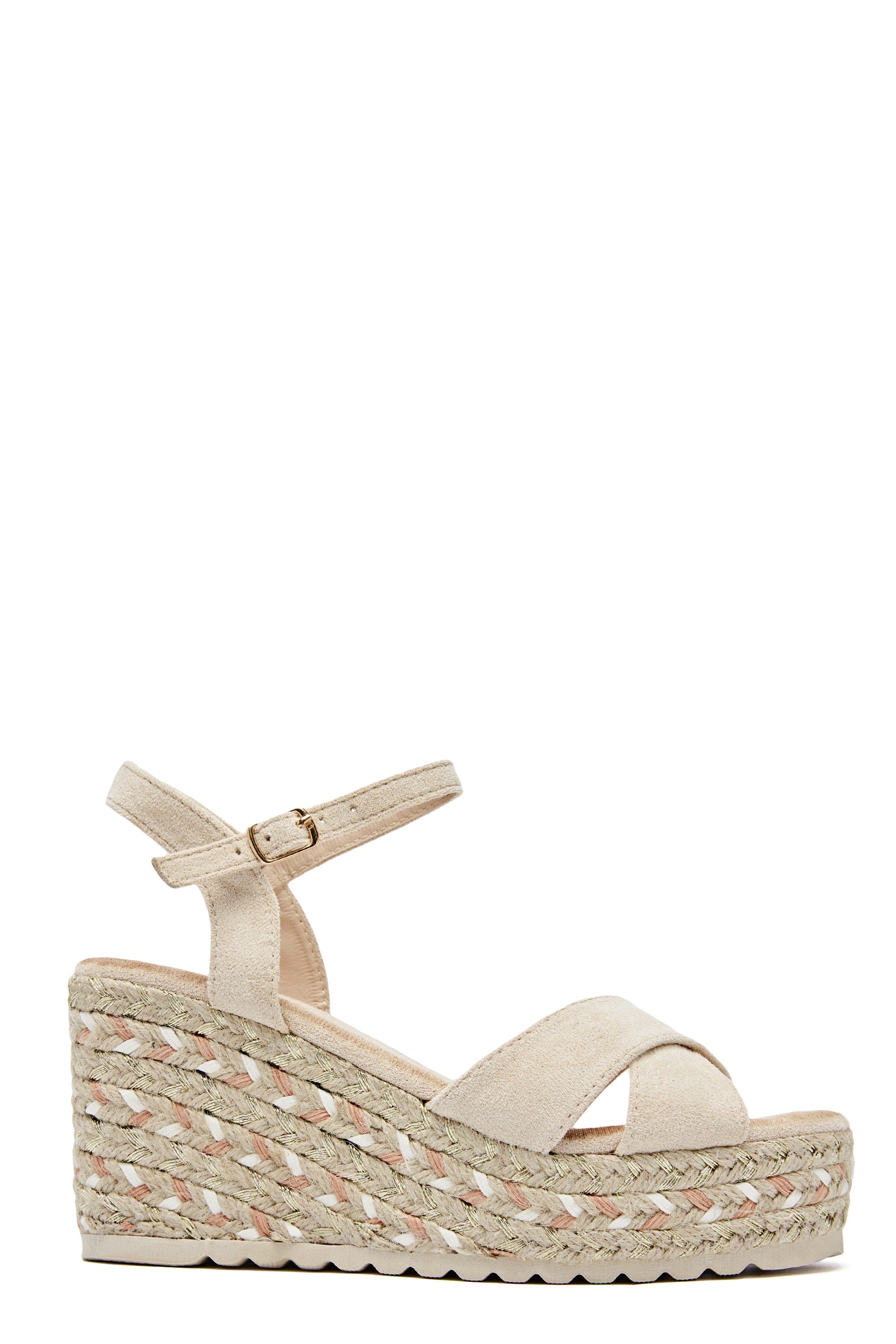 Sandale beige compensée