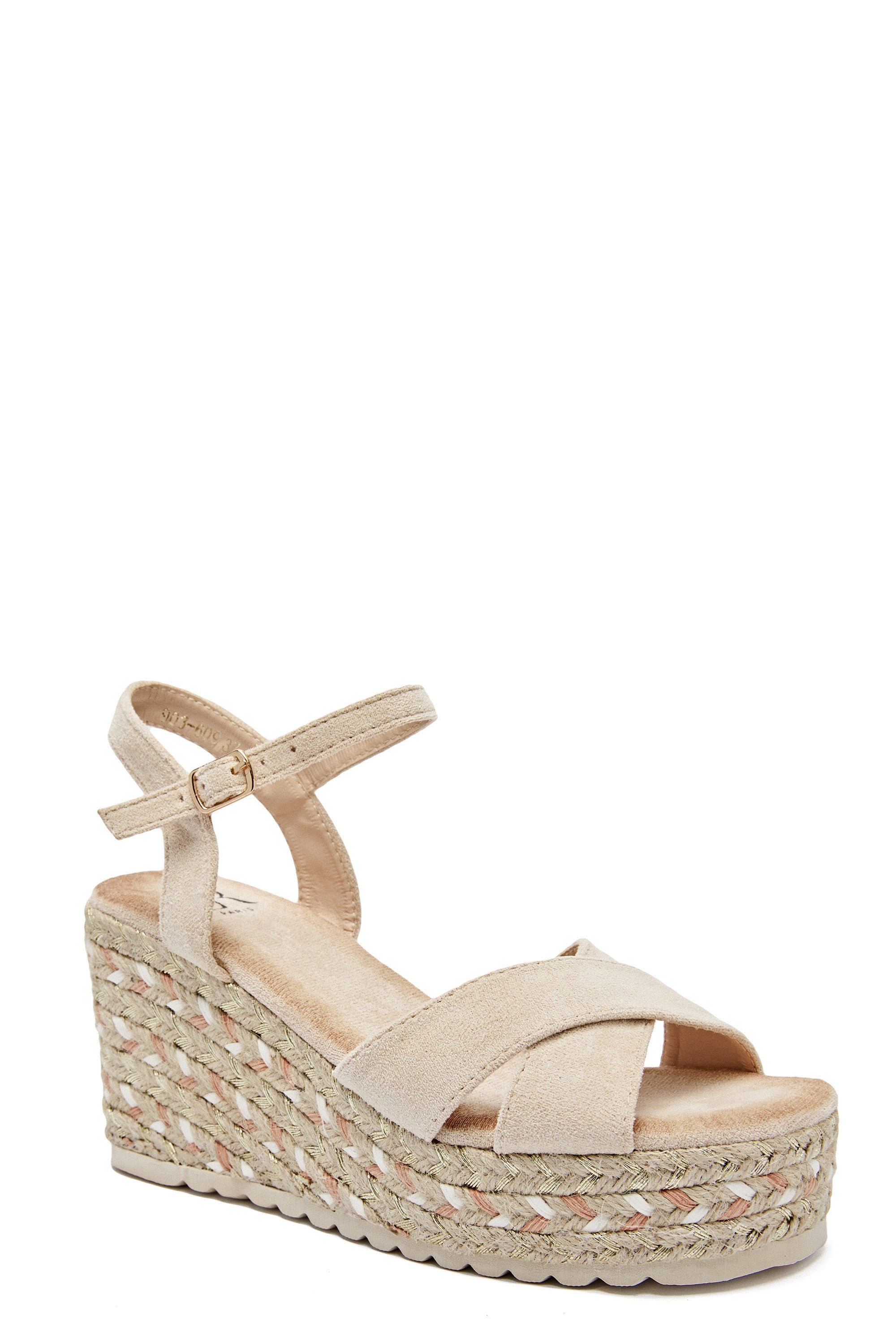 Sandale beige compensée