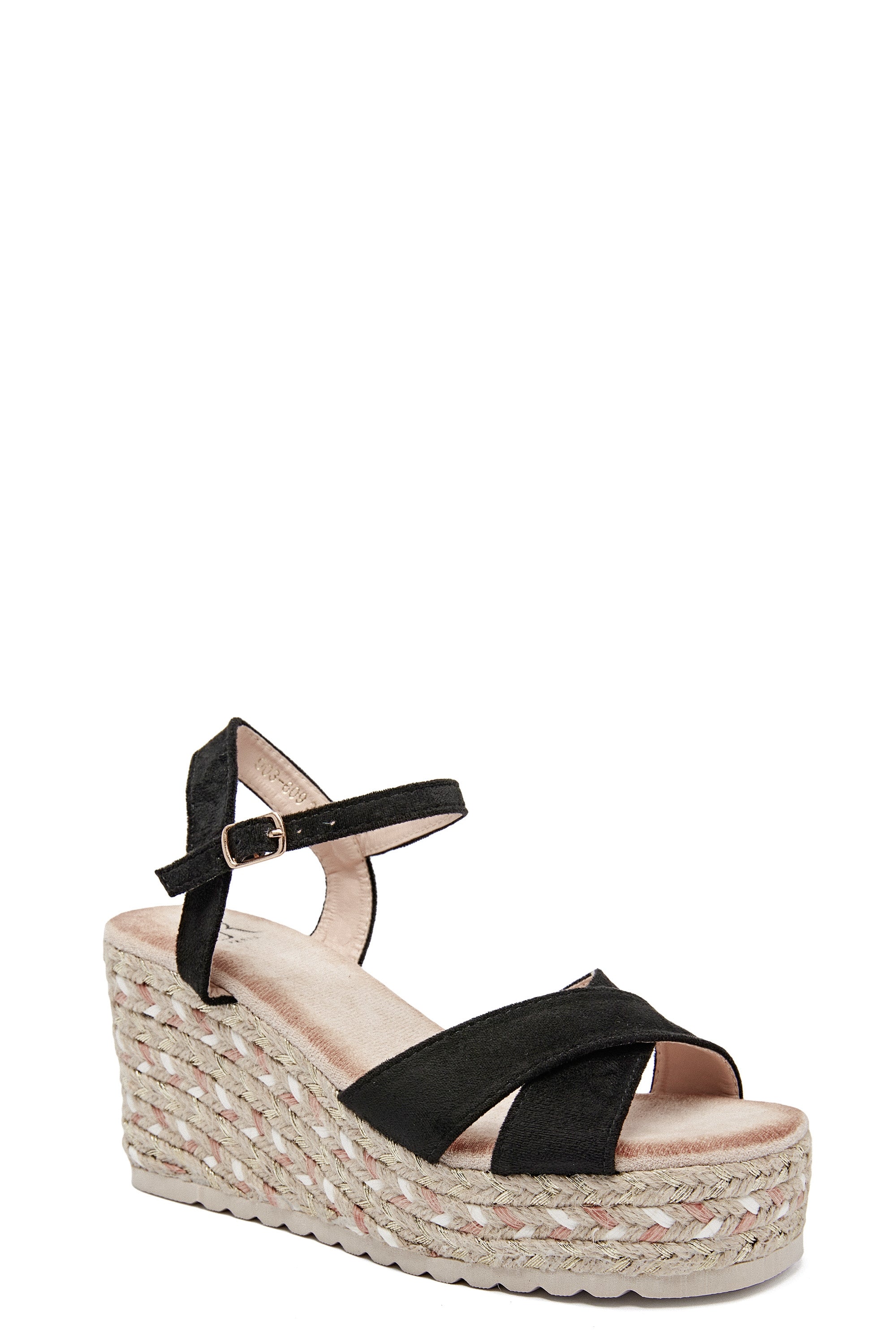 Sandale noir compensée