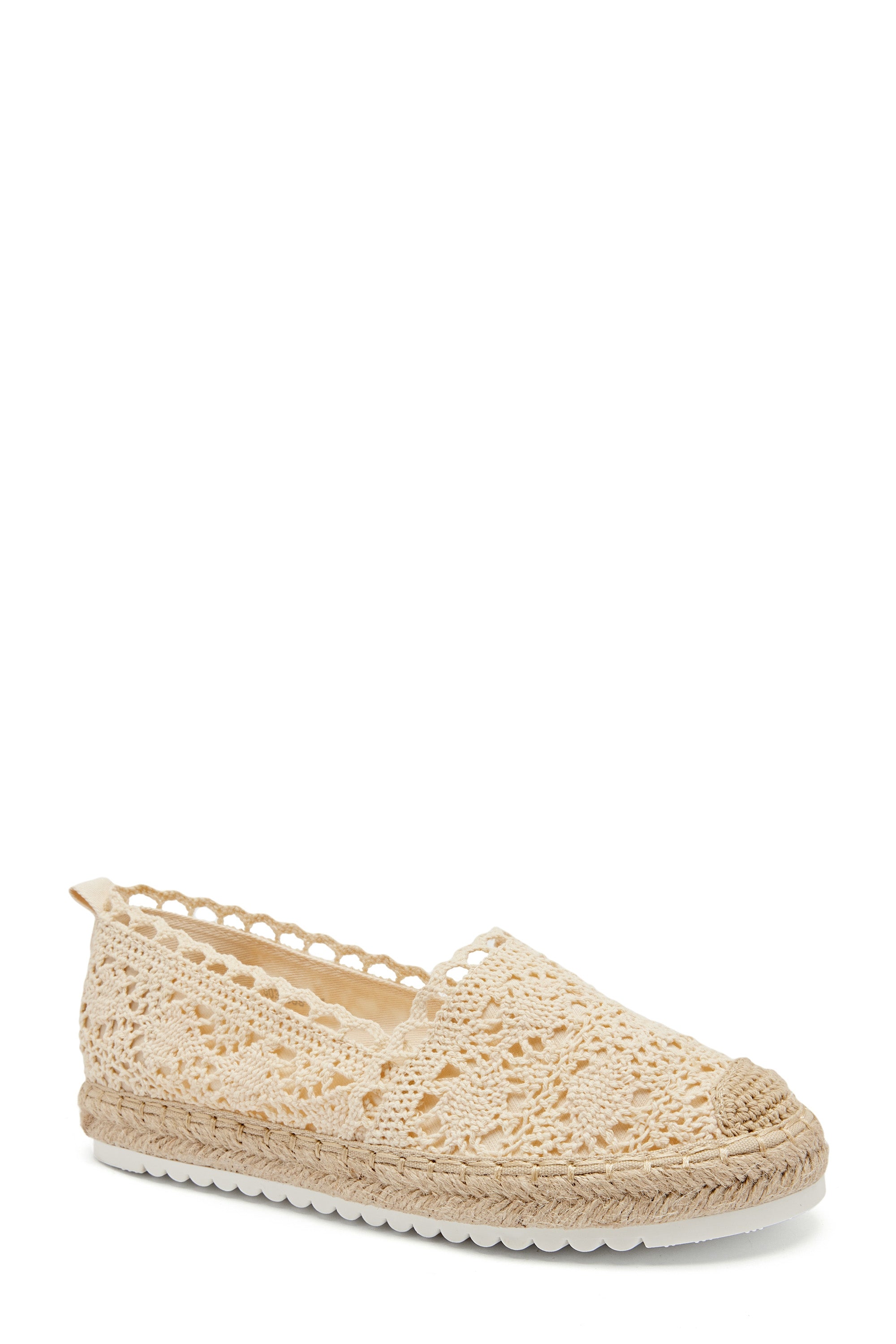Espadrille beige chic en dentelle