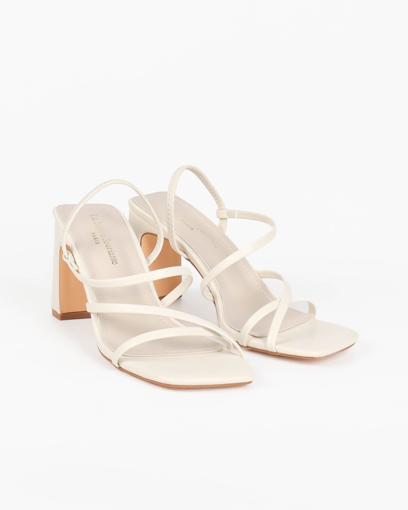 Sandale à talon minimaliste écrue beige