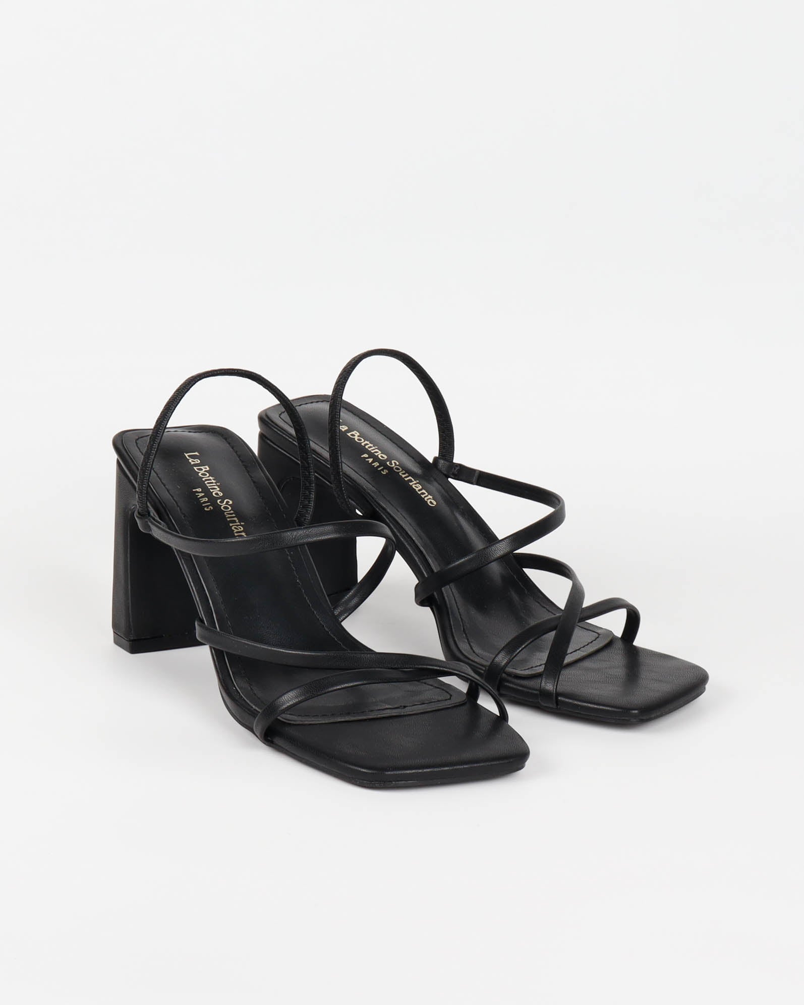 Sandale à talon minimaliste écrue noir