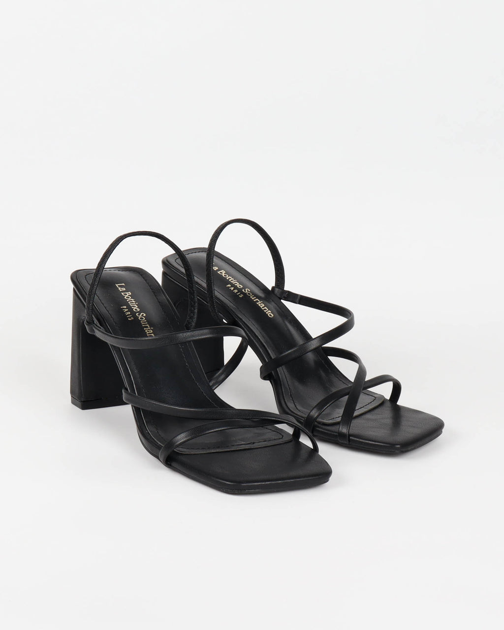 Sandale à talon minimaliste écrue noir