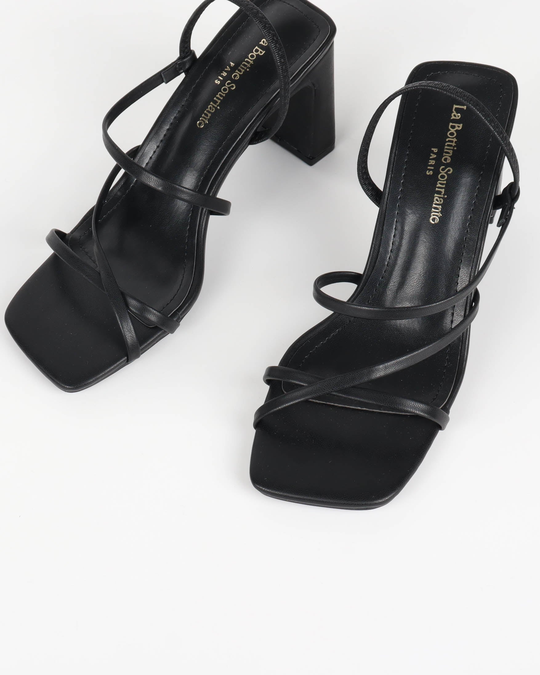 Sandale à talon minimaliste écrue noir