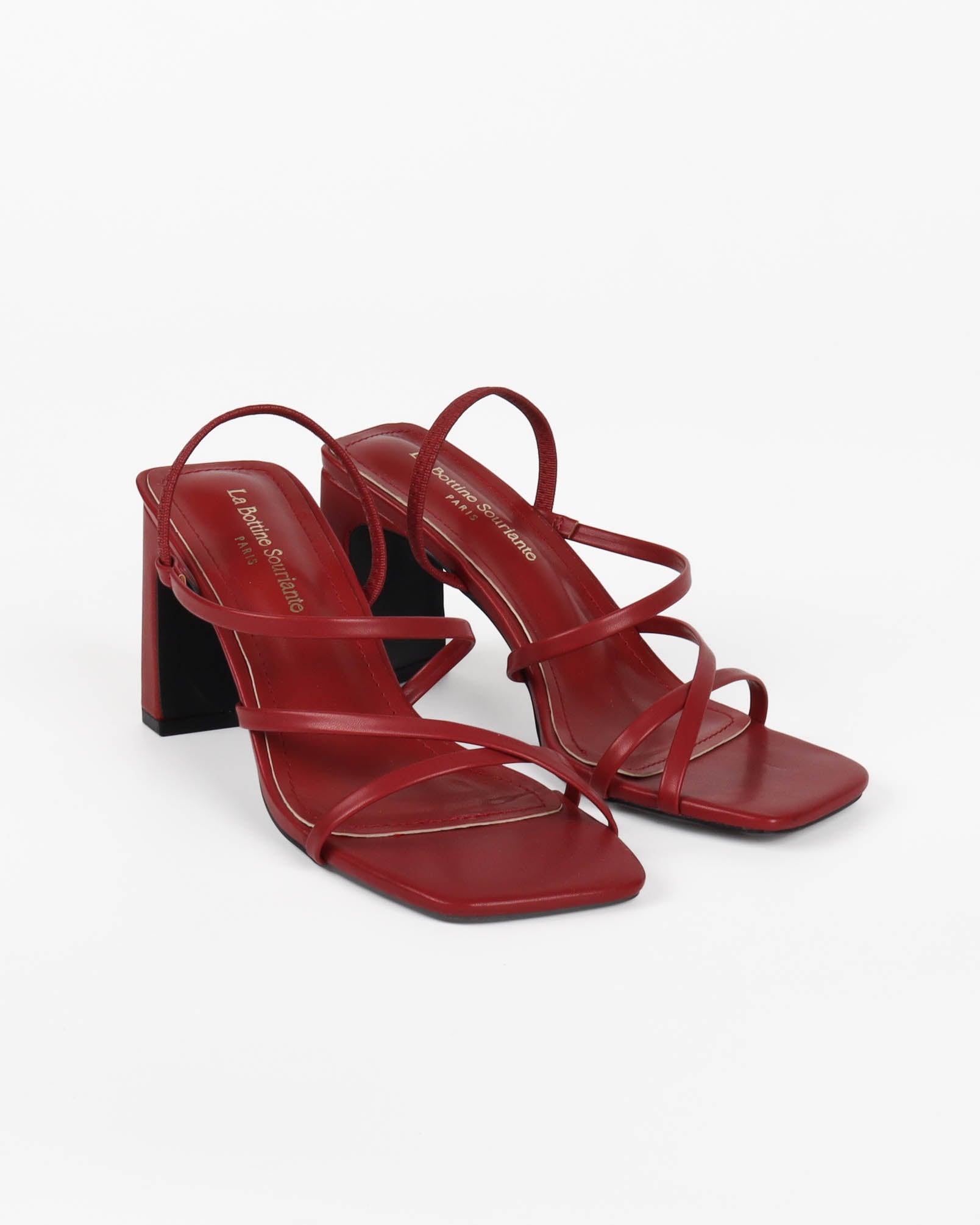 Sandale à talon minimaliste écrue bordeaux